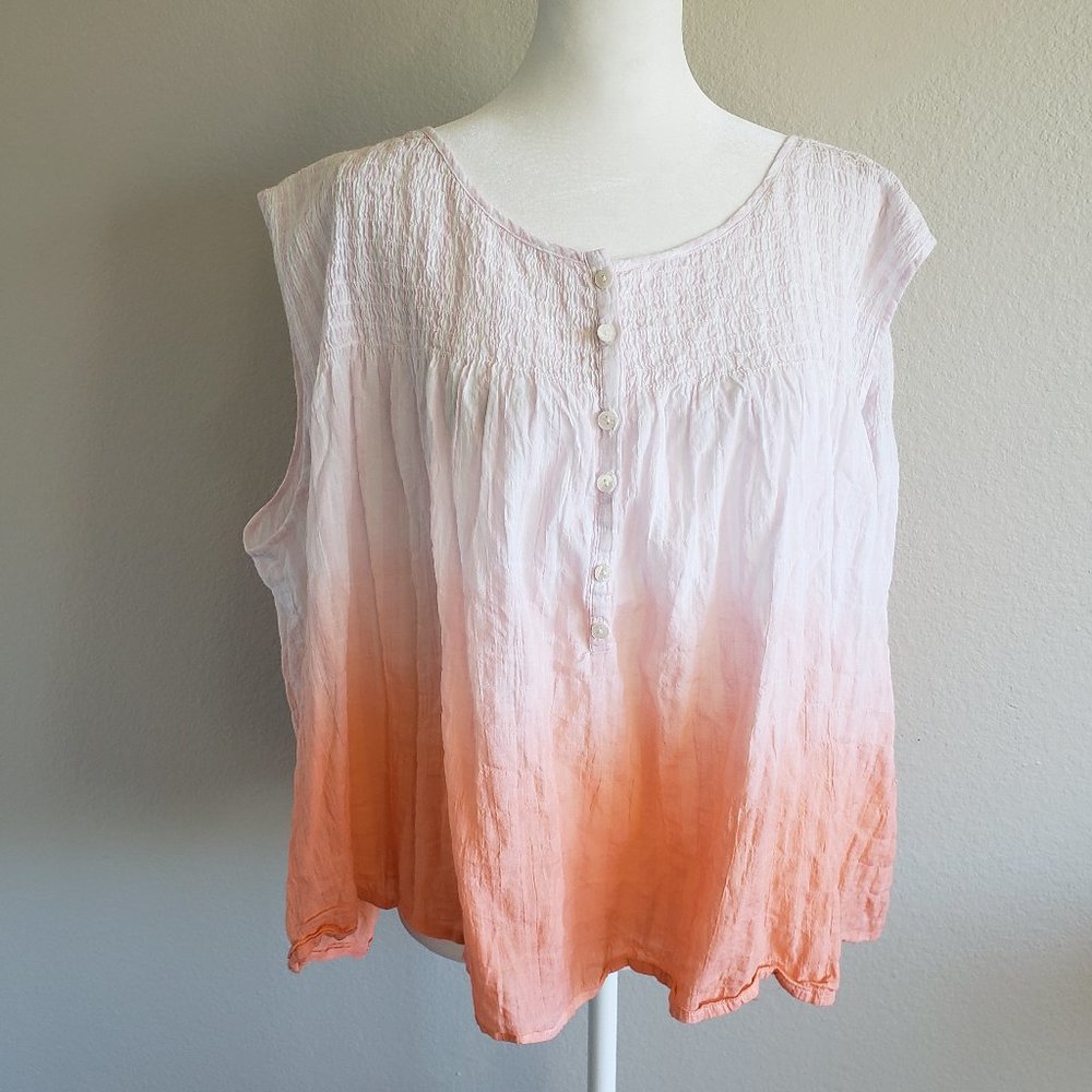 NEW Free People Top Smocked Ombre Boxy Sleeveless Boho Size M We The Free